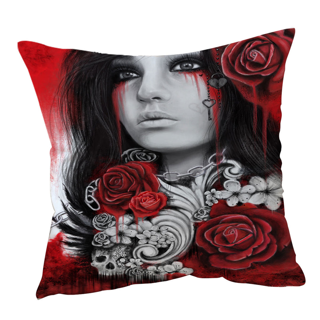 Dark Art Freed Beautiful Gothic Girl Throw Pillows and Cushions