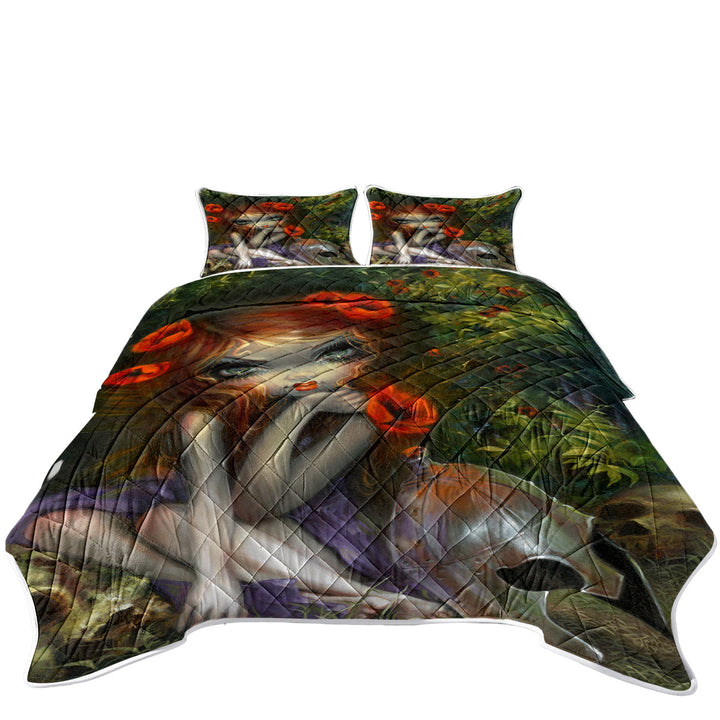 Dark Art La Belle Dame Sans Merci Maiden and Skulls King Size Quilt