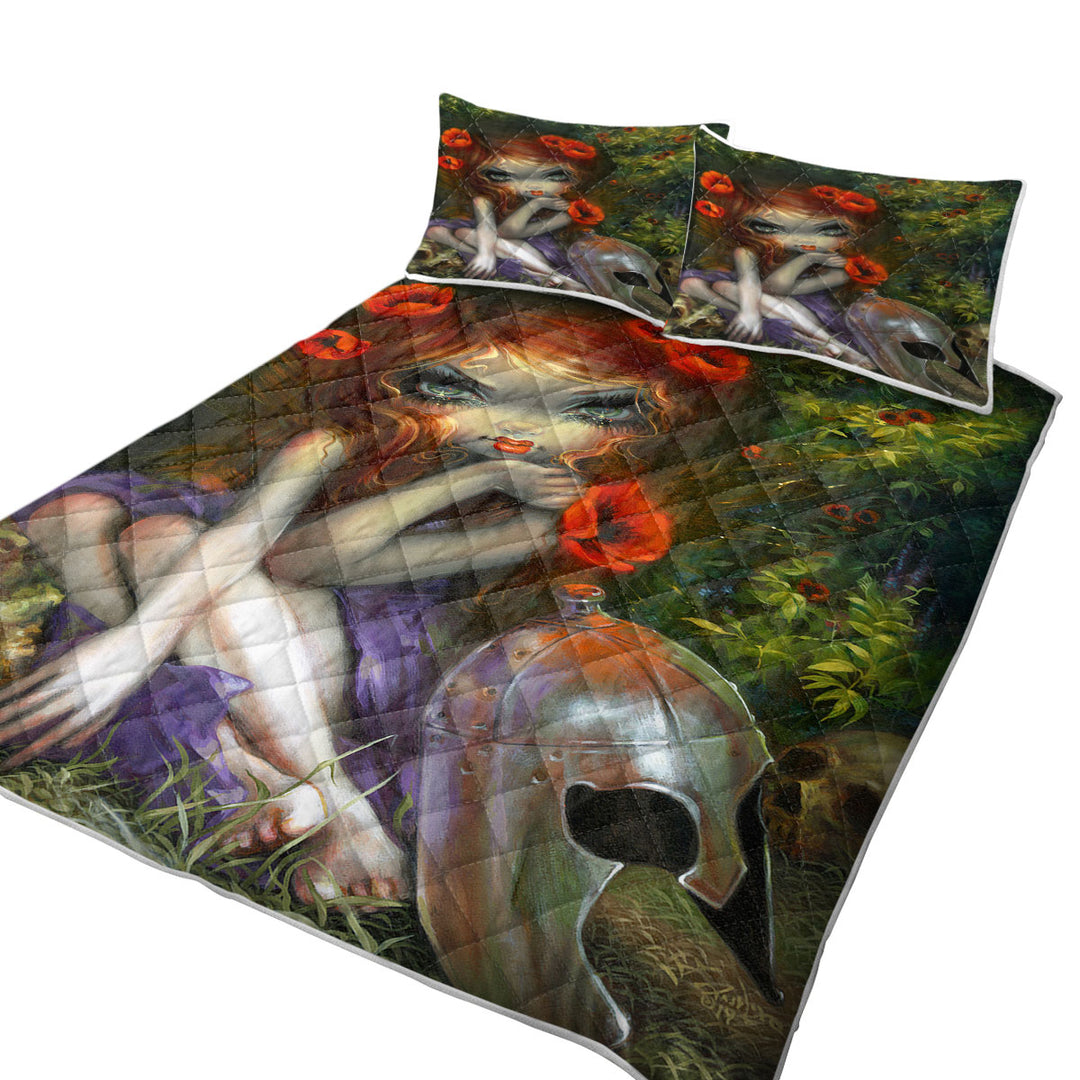 Dark Art La Belle Dame Sans Merci Maiden and Skulls Quilts for sale