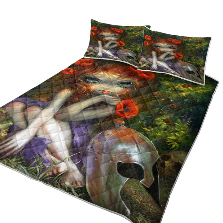 Dark Art La Belle Dame Sans Merci Maiden and Skulls Quilts for sale