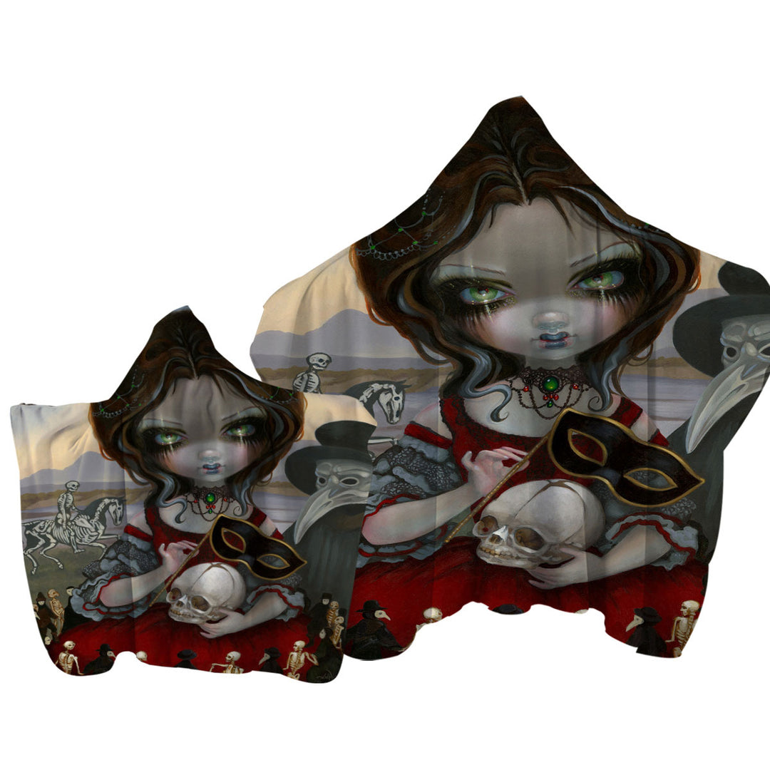Dark Art Maiden Carnevale Di Morte Hooded Beach Towel