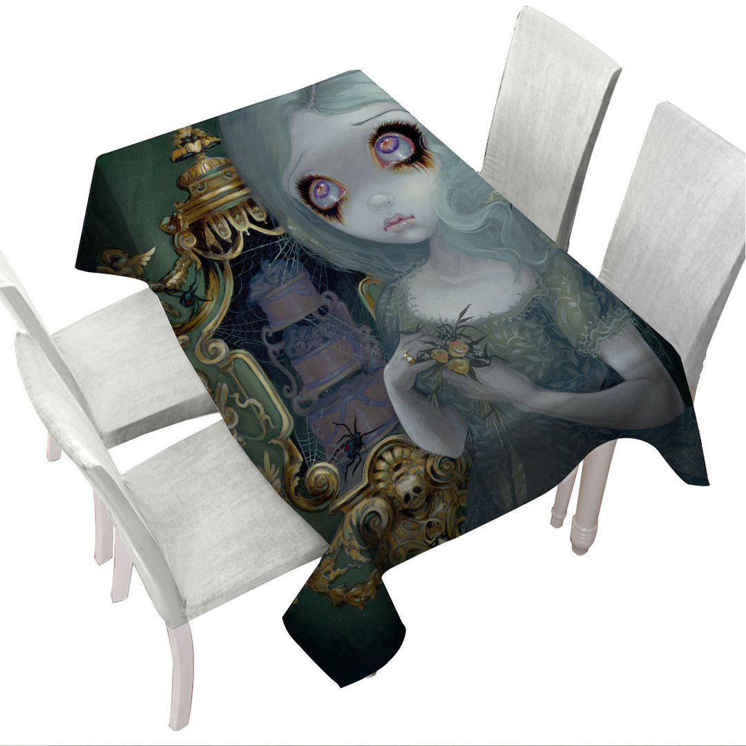 Dark Art Miss Havisham Ghostly Pale Beautiful Girl Tablecloths