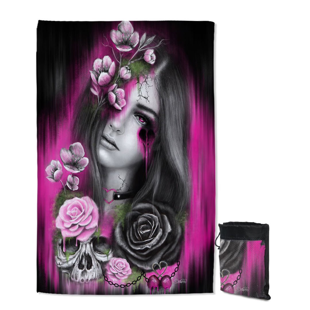 Dark Art Ravenous Beautiful Gothic Girl Giant Beach Towel
