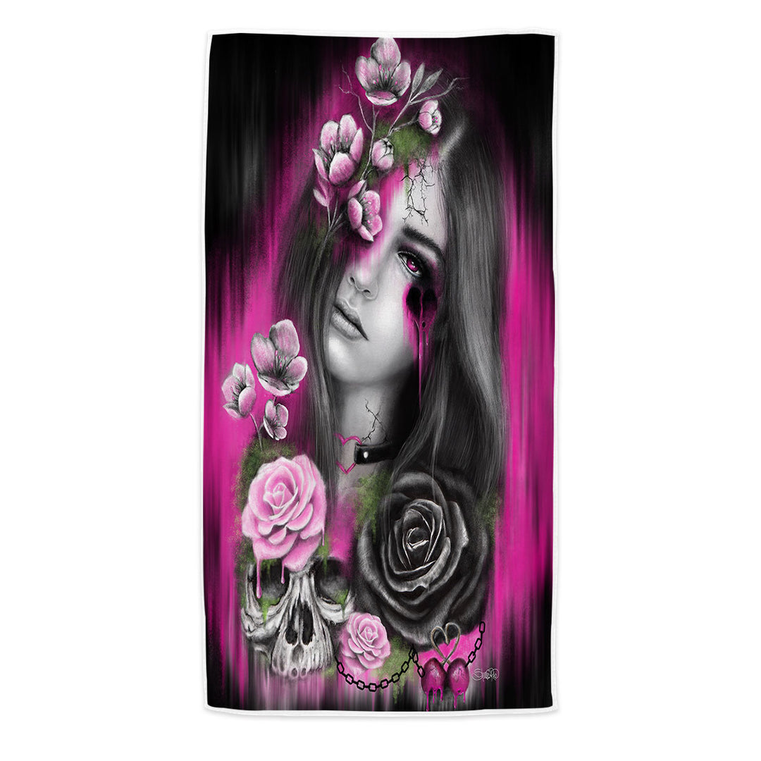 Dark Art Ravenous Beautiful Gothic Girl Microfiber Beach Towel