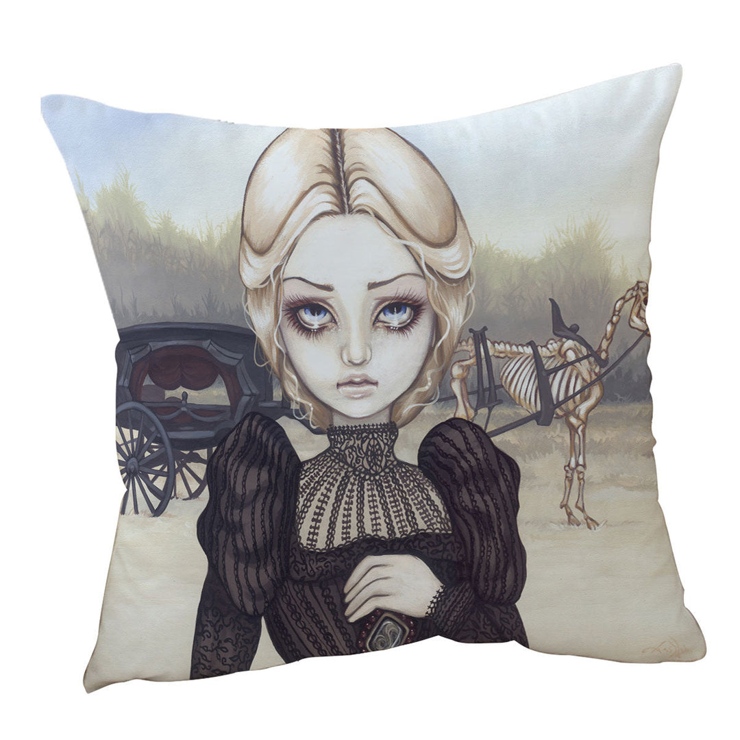 Dark Art Throw Pillows Victorian Widow Bleak Mourning