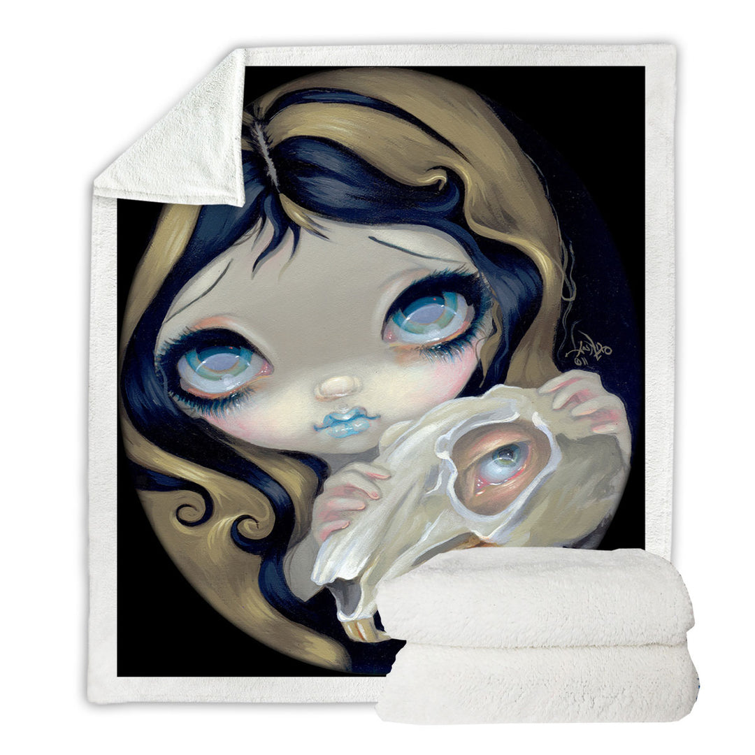 Dark Decorative Sofa Blankets Gothic Art Girl Alice White Rabbit Resurrected