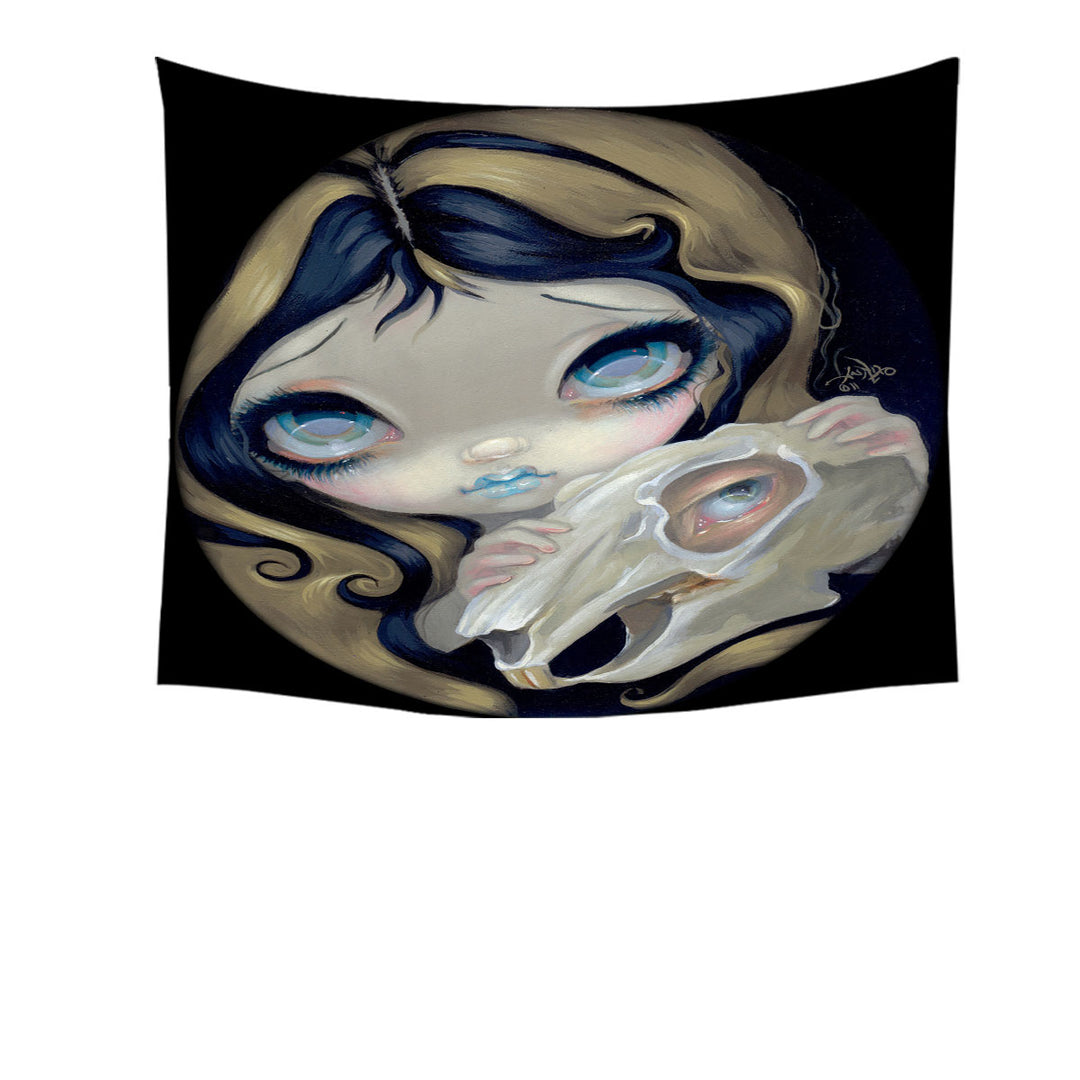 Dark Decorative Wall Decor Tapestries Gothic Art Girl Alice White Rabbit Resurrected