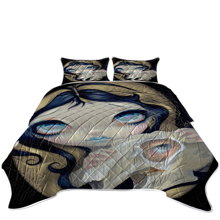Dark Gothic Art Girl Alice White Rabbit Resurrected Quilts
