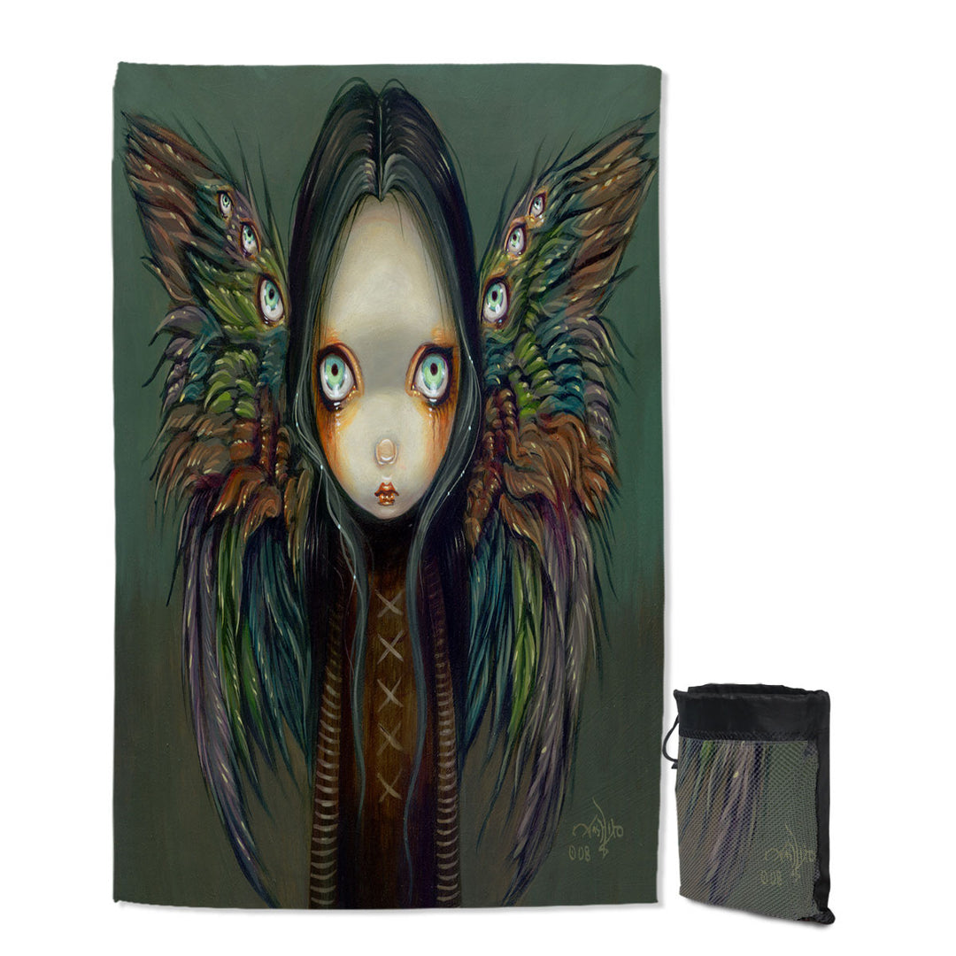 Dark Gothic Art Swims Towel the Winged Seer Creepy Winged Girl