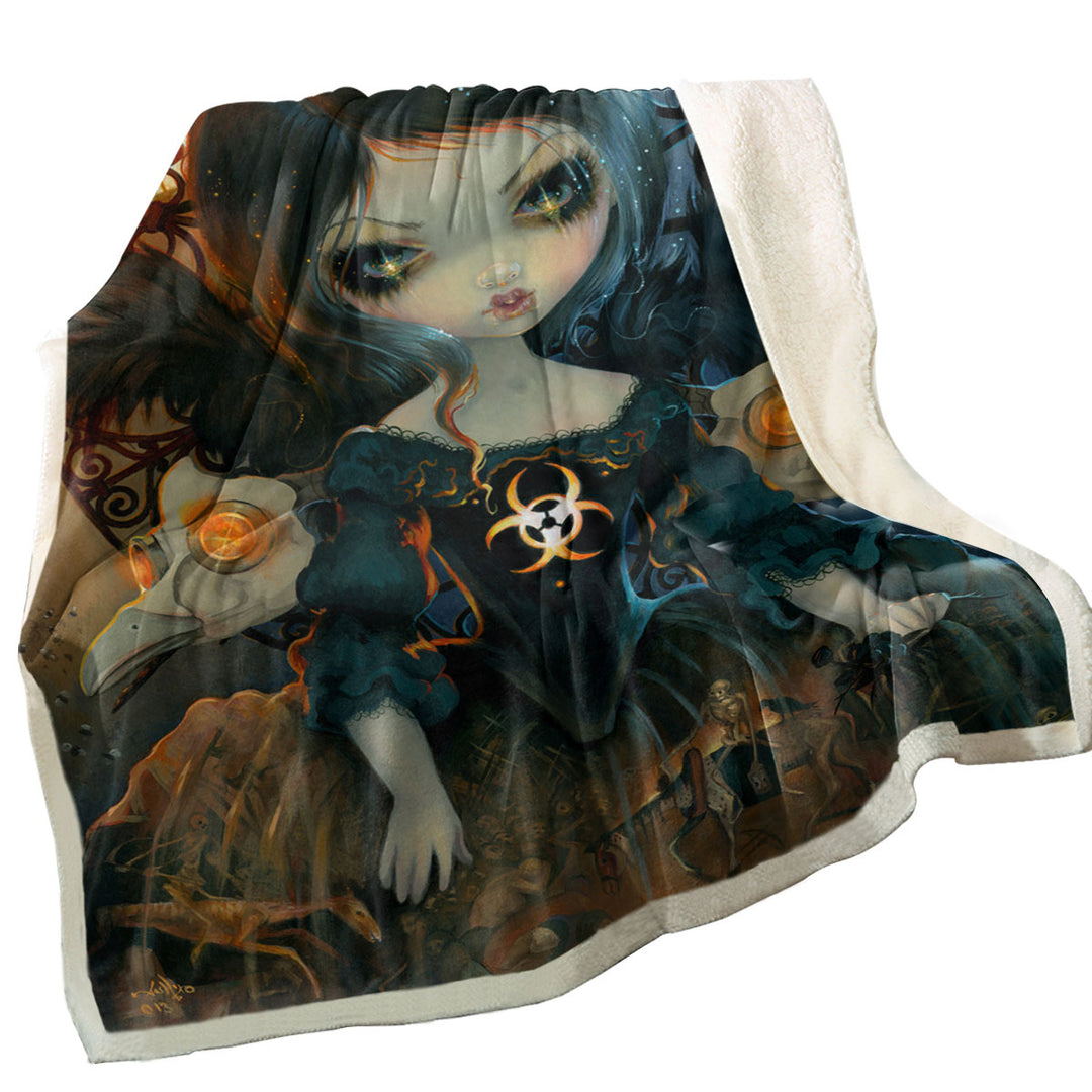 Dark Gothic Art Unseelie Court Pestilence Death Angel Sherpa Blanket
