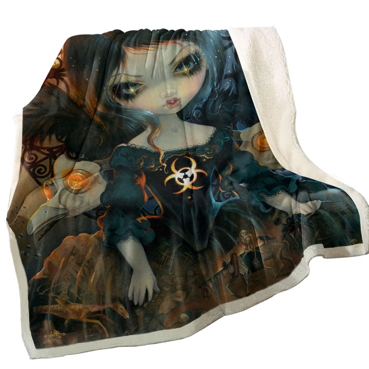 Dark Gothic Art Unseelie Court Pestilence Death Angel Sherpa Blanket