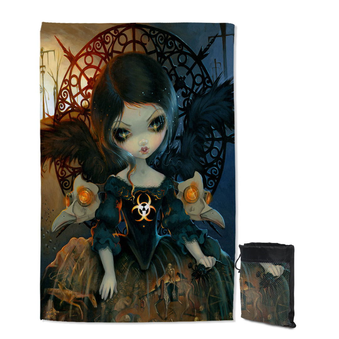 Dark Gothic Art Unseelie Court Pestilence Death Angel Travel Beach Towel