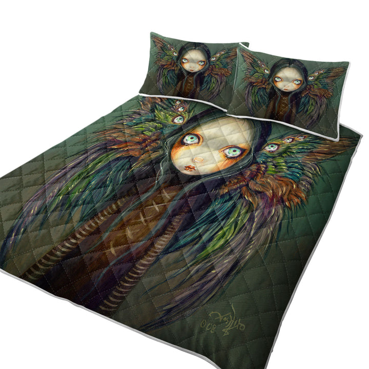 Dark Gothic Art the Winged Seer Creepy Winged Girl Daybed Covers Sets