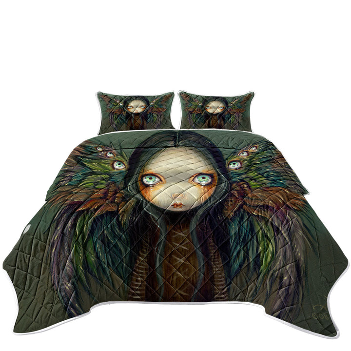 Dark Gothic Art the Winged Seer Creepy Winged Girl Quilt shop near me