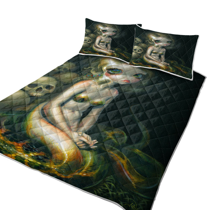 Dark Mythological Art Lamia and Skulls Coverlet