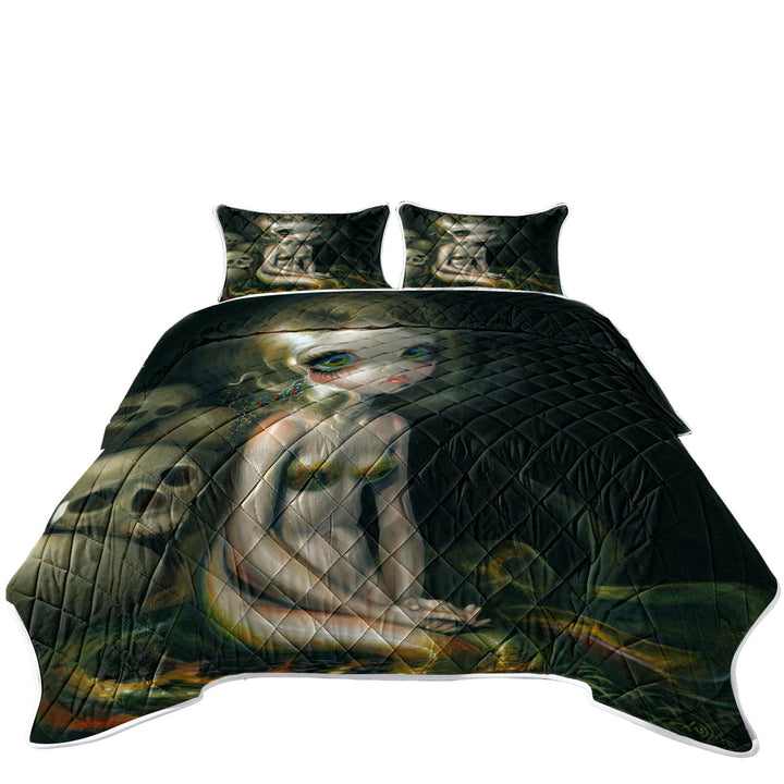 Dark Mythological Art Lamia and Skulls Quilts
