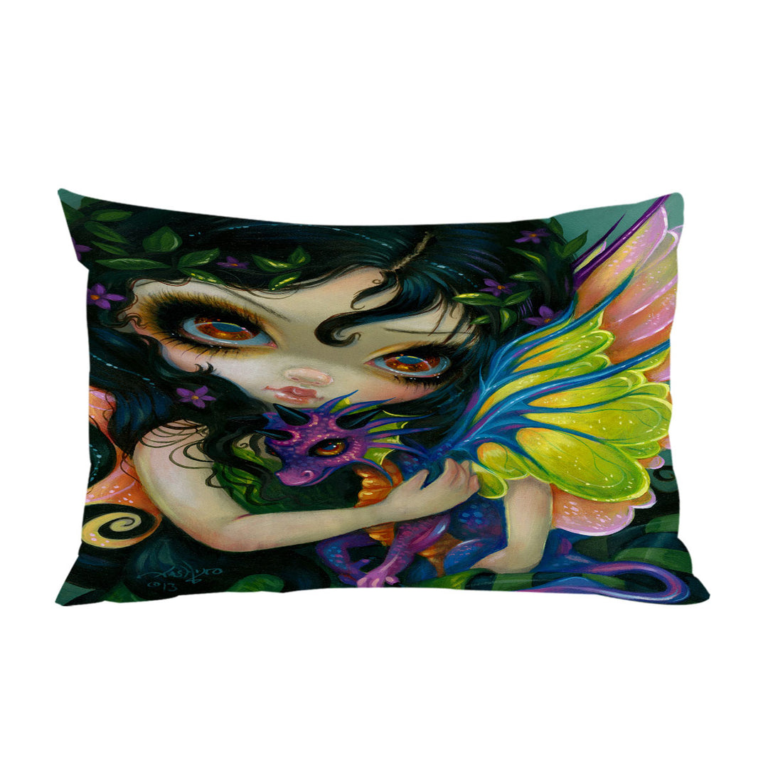 Darling Dragonling Fairy and Purple Cute Dragon Pillowcase