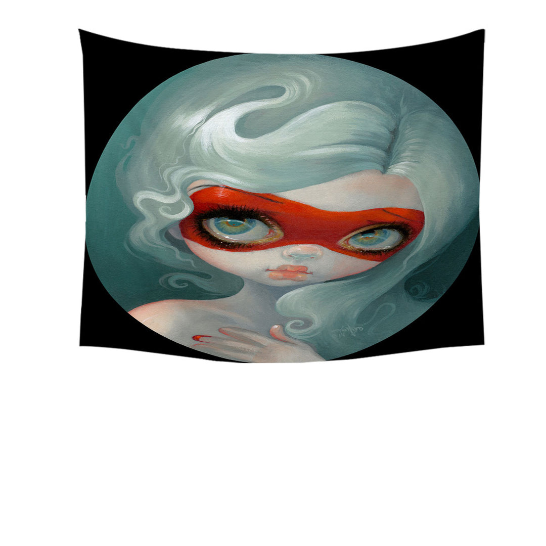 Darling Girl Wearing Red Masquerade Mask Tapestry