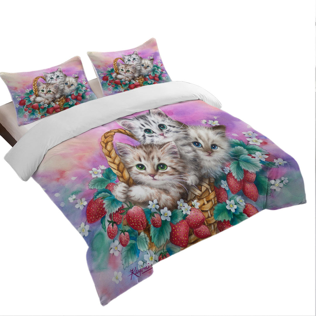 Daybed Covers Sets with Adorable Strawberry Basket with Kittens