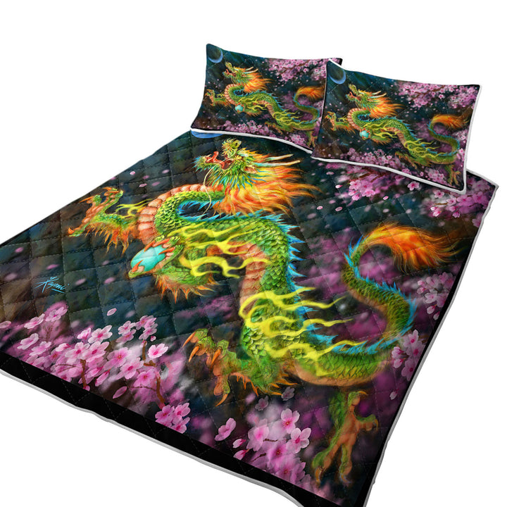 Daybed Covers Sets with Cool Fantasy Art Cherry Blossom Dragon