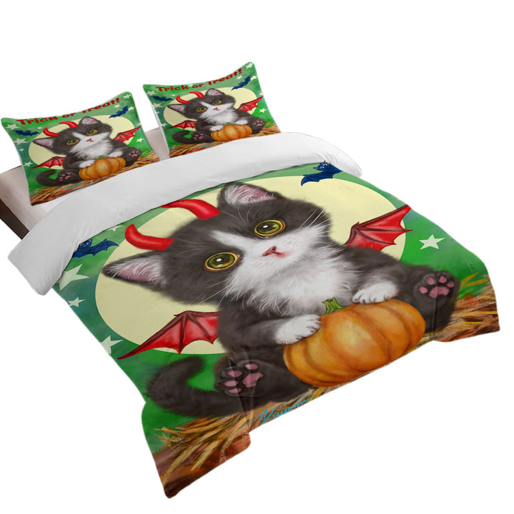 Daybed Covers Sets with Cute Cat Design for Halloween Devil Kitten