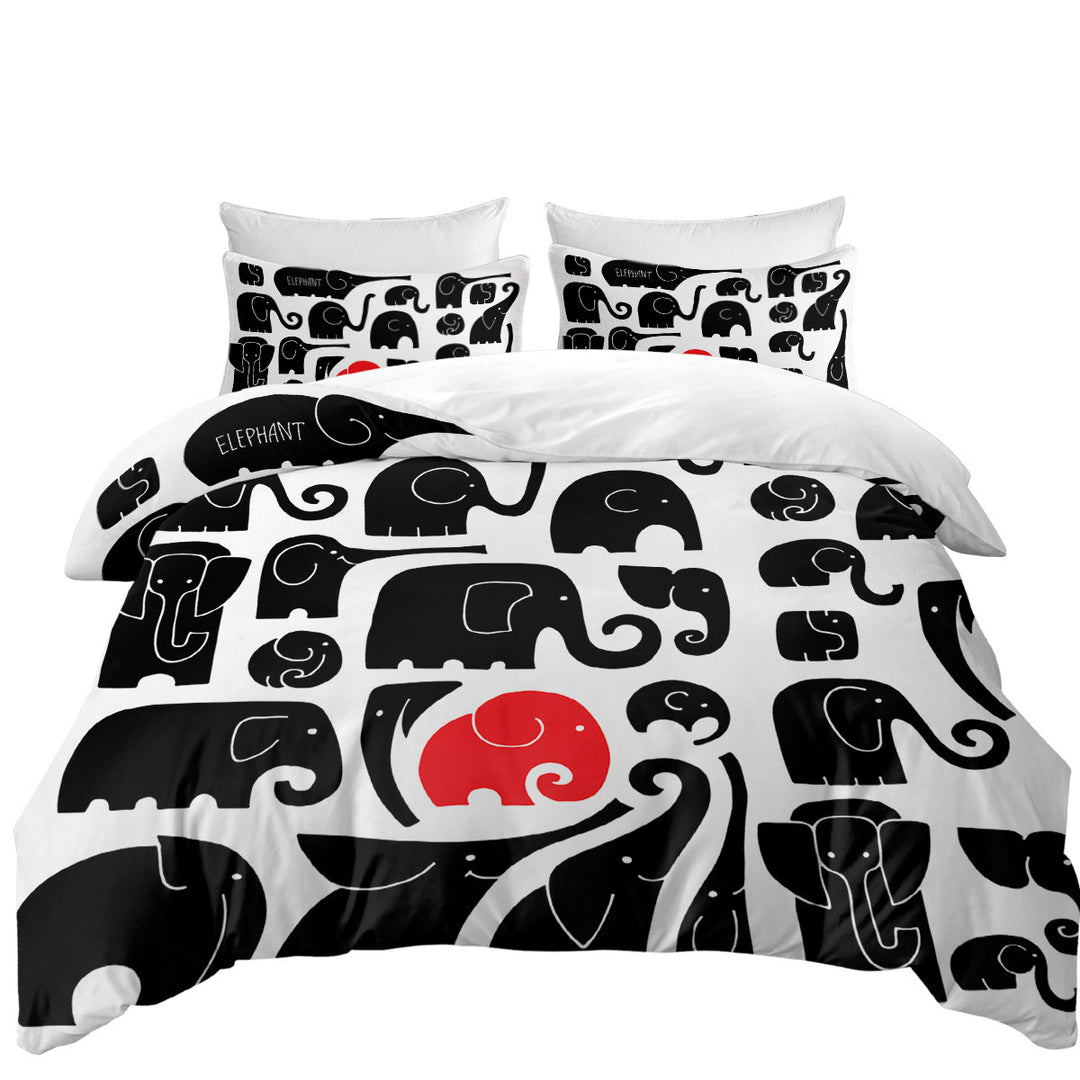 Daybed Covers Sets with Red Spot in Black Elephants