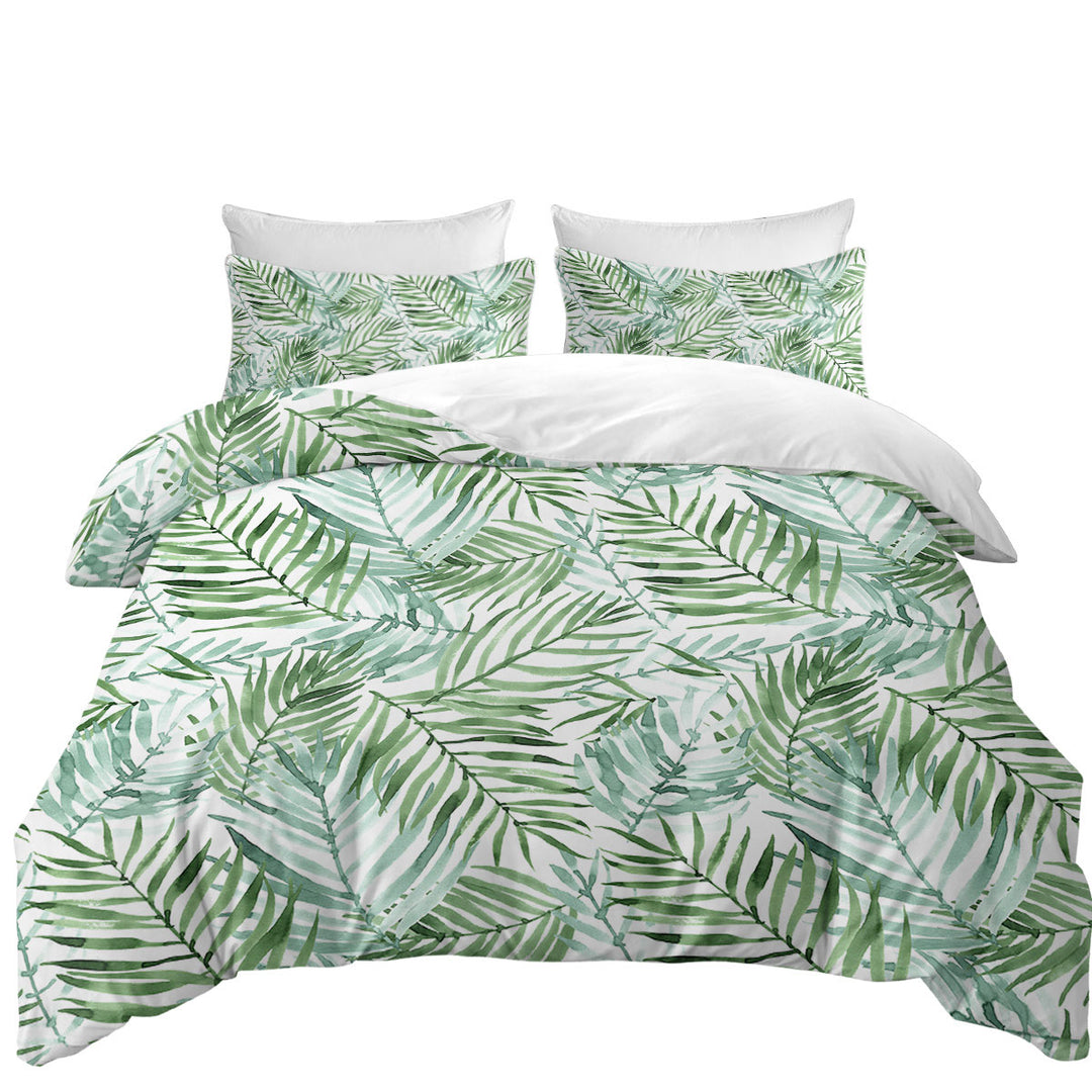Daybed Covers Sets with Tropical Mood Green Palm Leaves