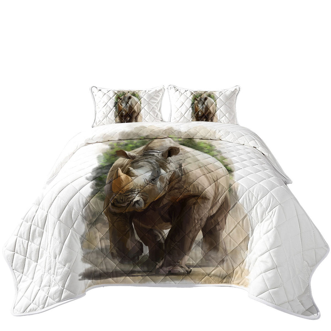 Daybed Covers Sets with Wildlife Art Painting Rhino