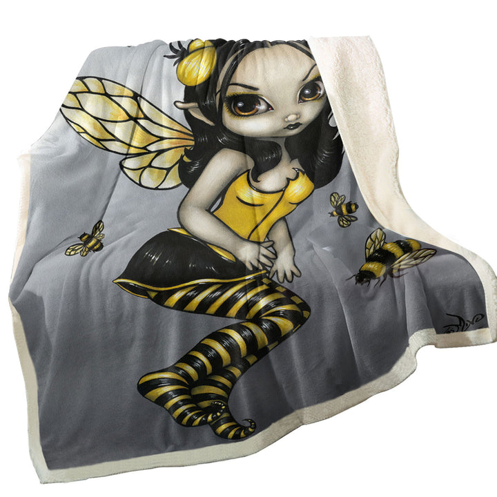 Decorative Blankets with Bees and Bumblebee Fairy