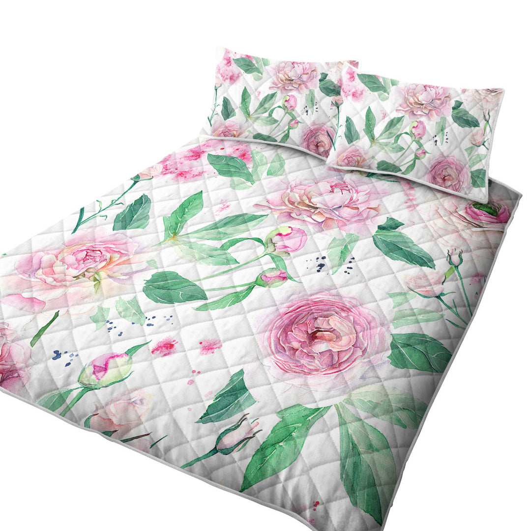 Delicate Pink Flowers Quilts for sale