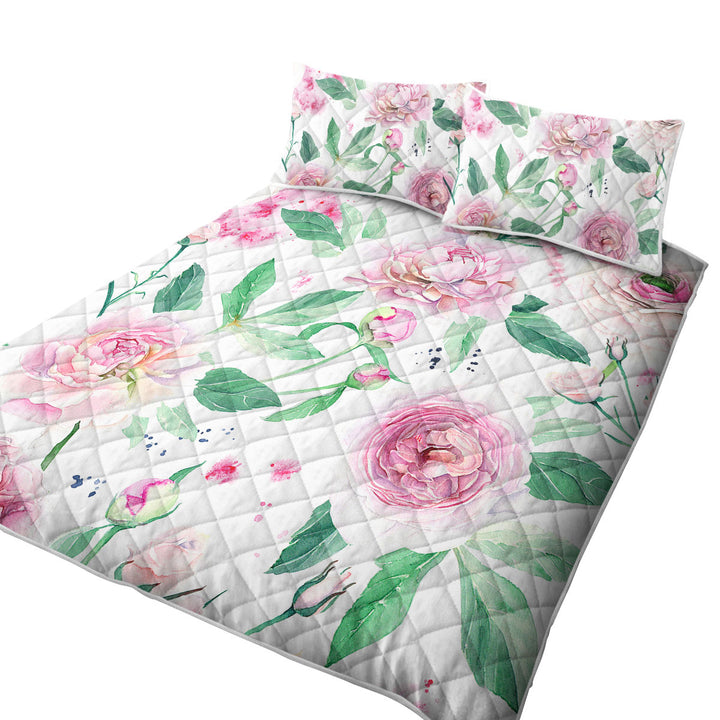 Delicate Pink Flowers Quilts for sale