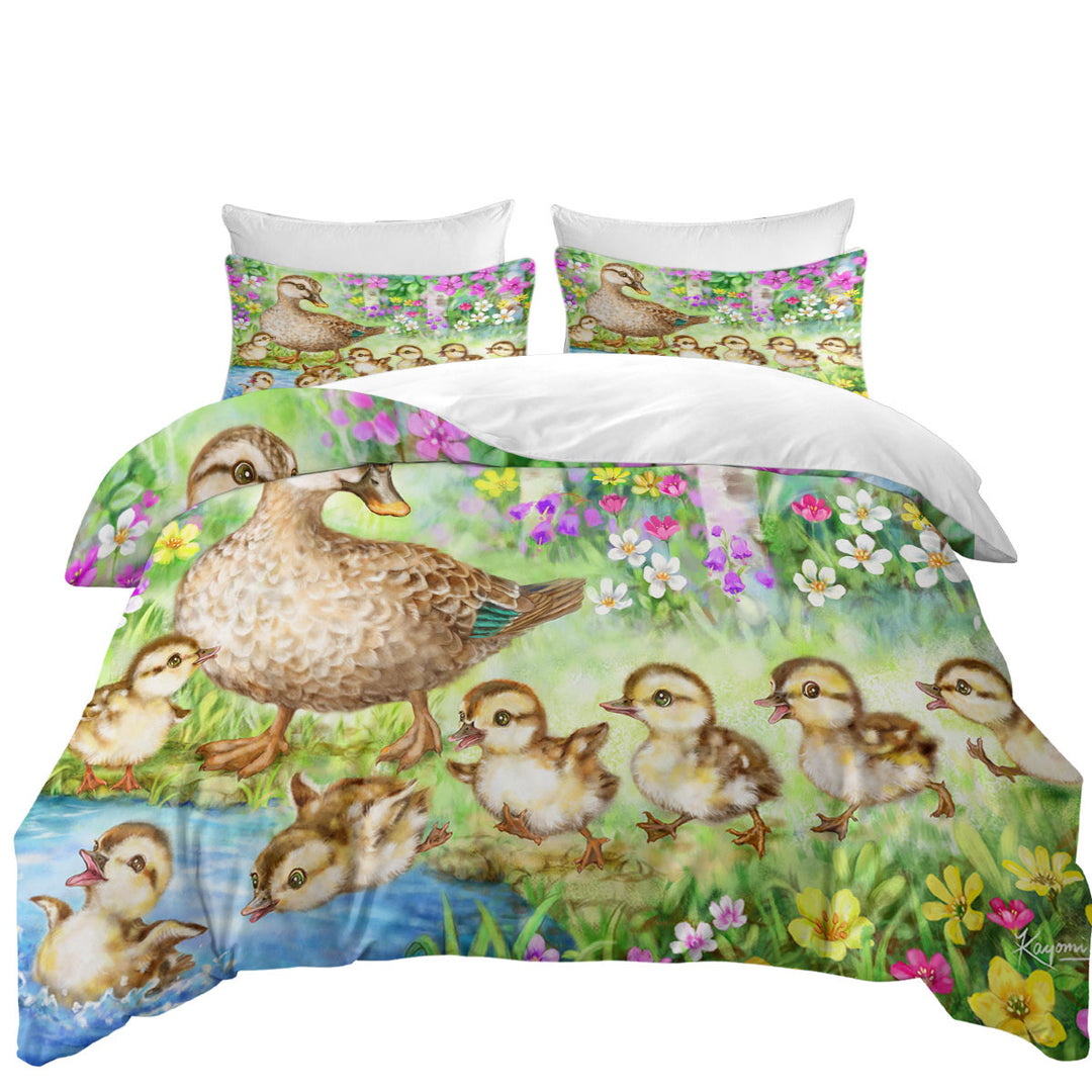 Designs for Kids Children Duck Family King Quilt Cover
