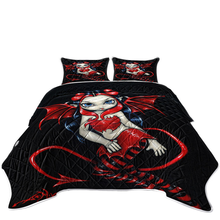 Devilish Fairy Red Winged Fairy California King Quilt Sets
