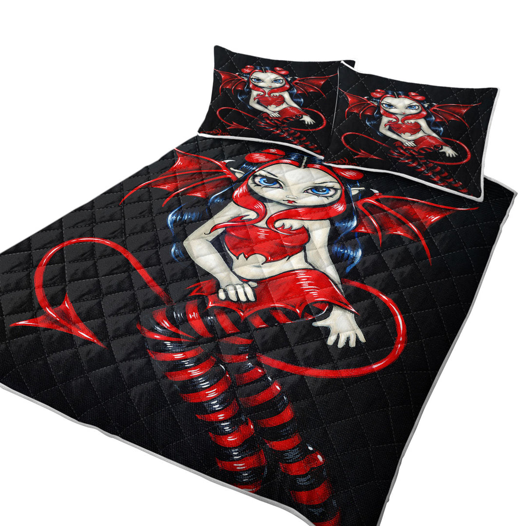 Devilish Fairy Red Winged Fairy Twin Quilt