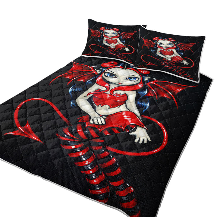 Devilish Fairy Red Winged Fairy Twin Quilt