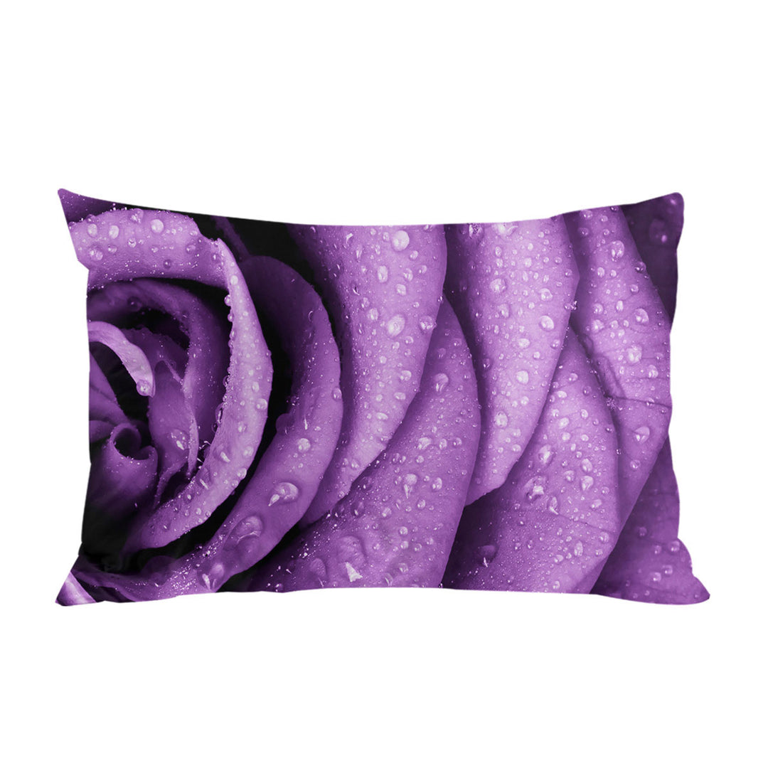 Dew Covered Purple Rose Pillowcase