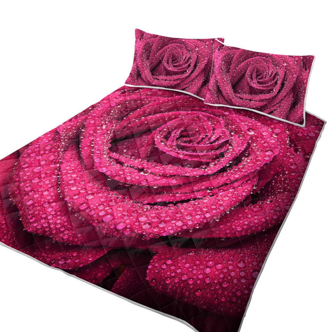 Dew Covered Rosy Rose Coverlets