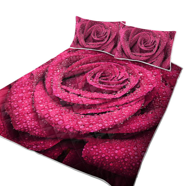 Dew Covered Rosy Rose Coverlets