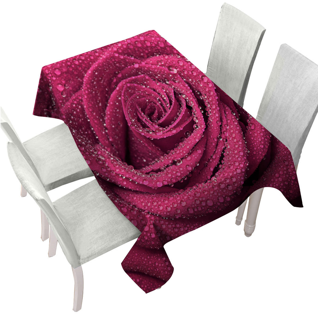 Dew Covered Rosy Rose Tablecloths