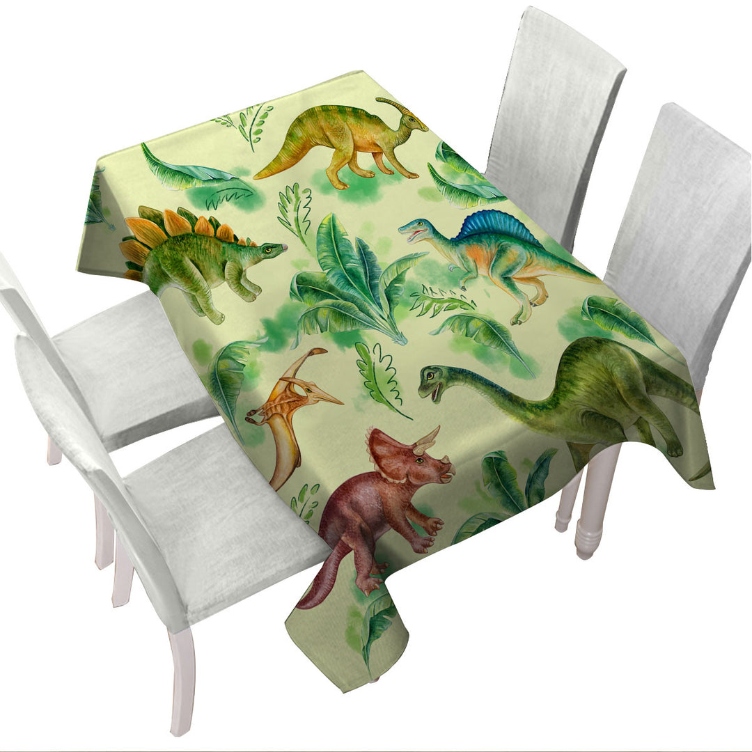 Dinosaur Drawings for Kids Tablecloth