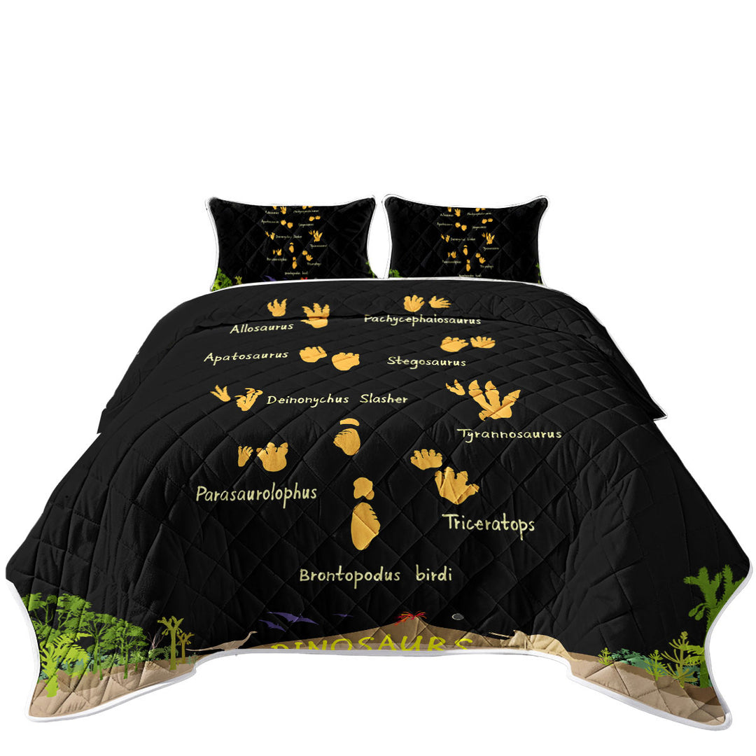 Dinosaurs World and Footprints Track Coverlet