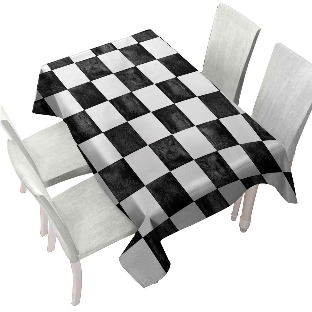 Dirty Black and White Checkers Custom table Covers