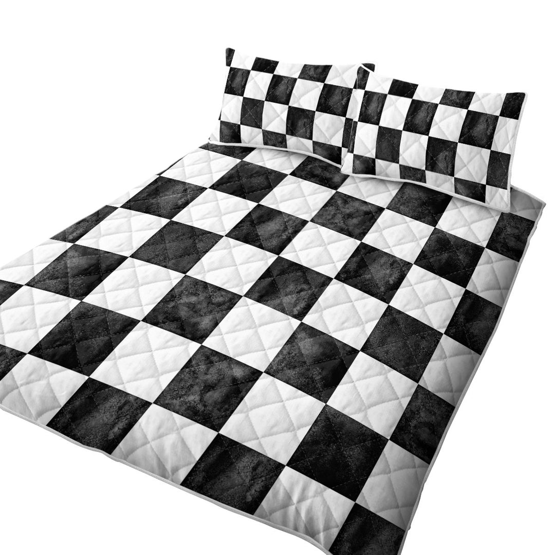Dirty Black and White Checkers Quilts for sale