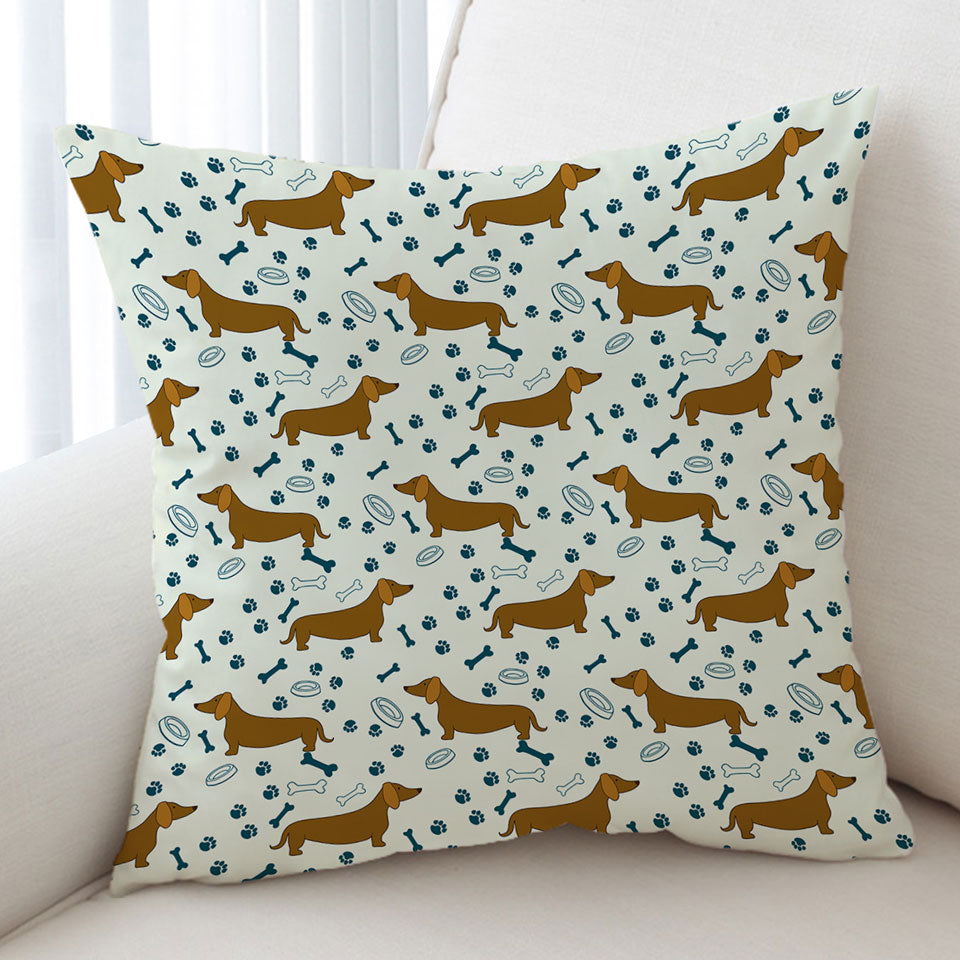 Dog Paw Bone and Dachshund Cushion Covers