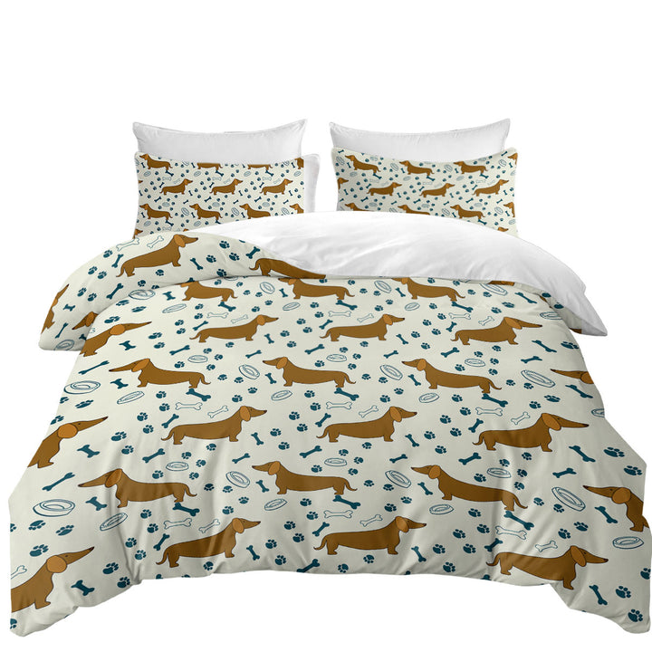 Dog Paw Bone and Dachshund Duvet Covers
