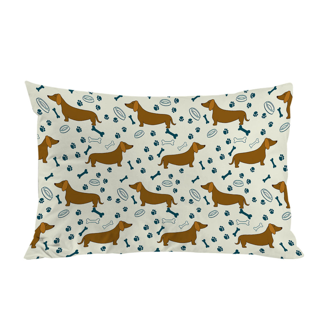 Dog Paw Bone and Dachshund Pillow Cases