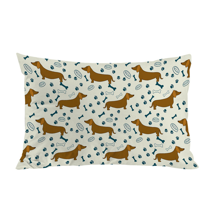 Dog Paw Bone and Dachshund Pillow Cases