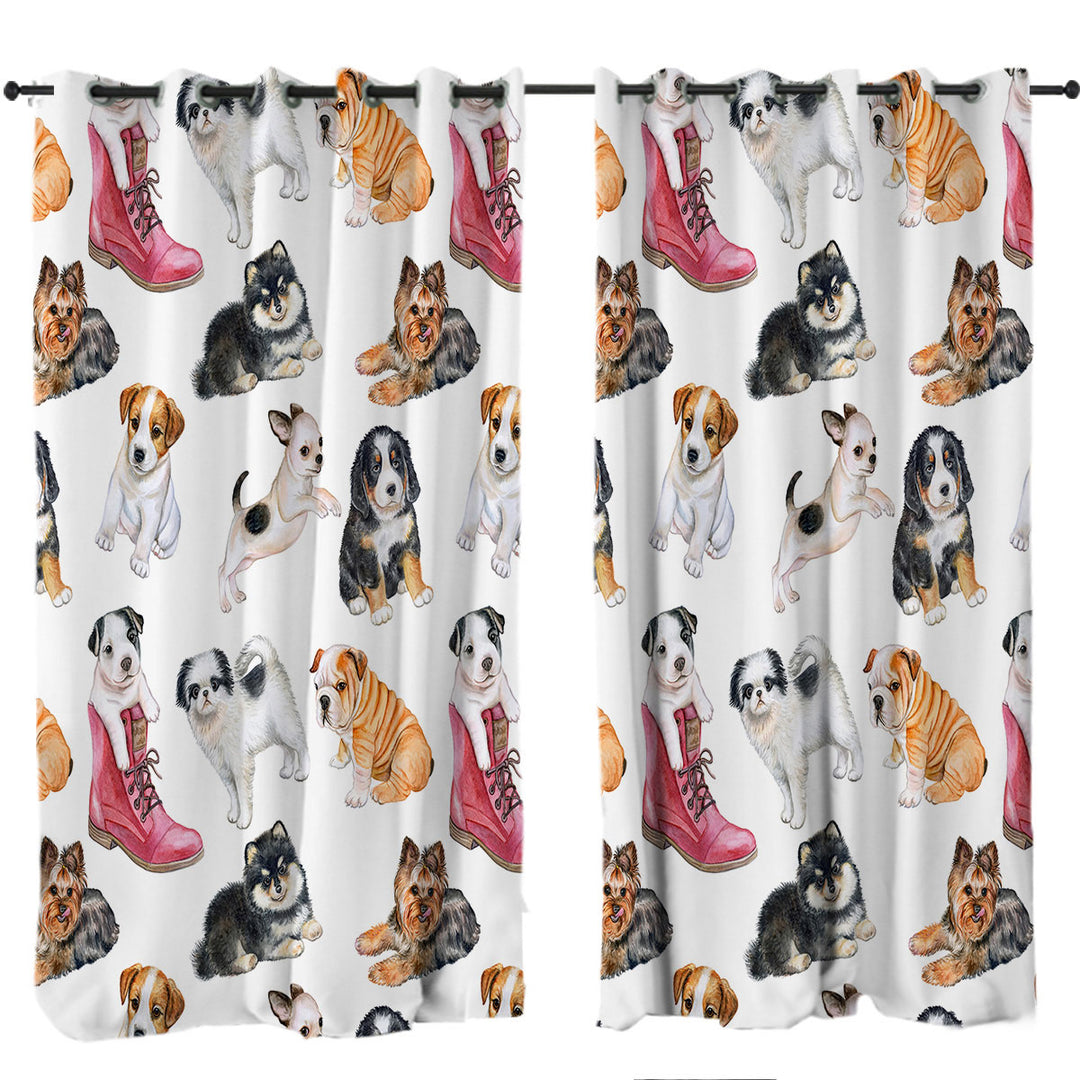 Dogs Puppies Curtains