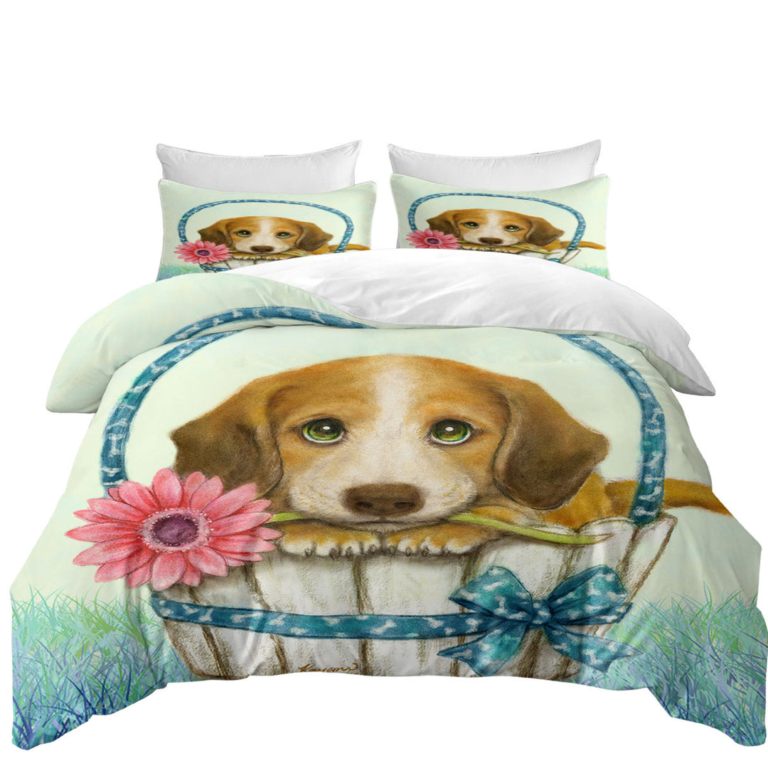 Donna Covers with Animal Dogs Art Cute Dachshund in Basket
