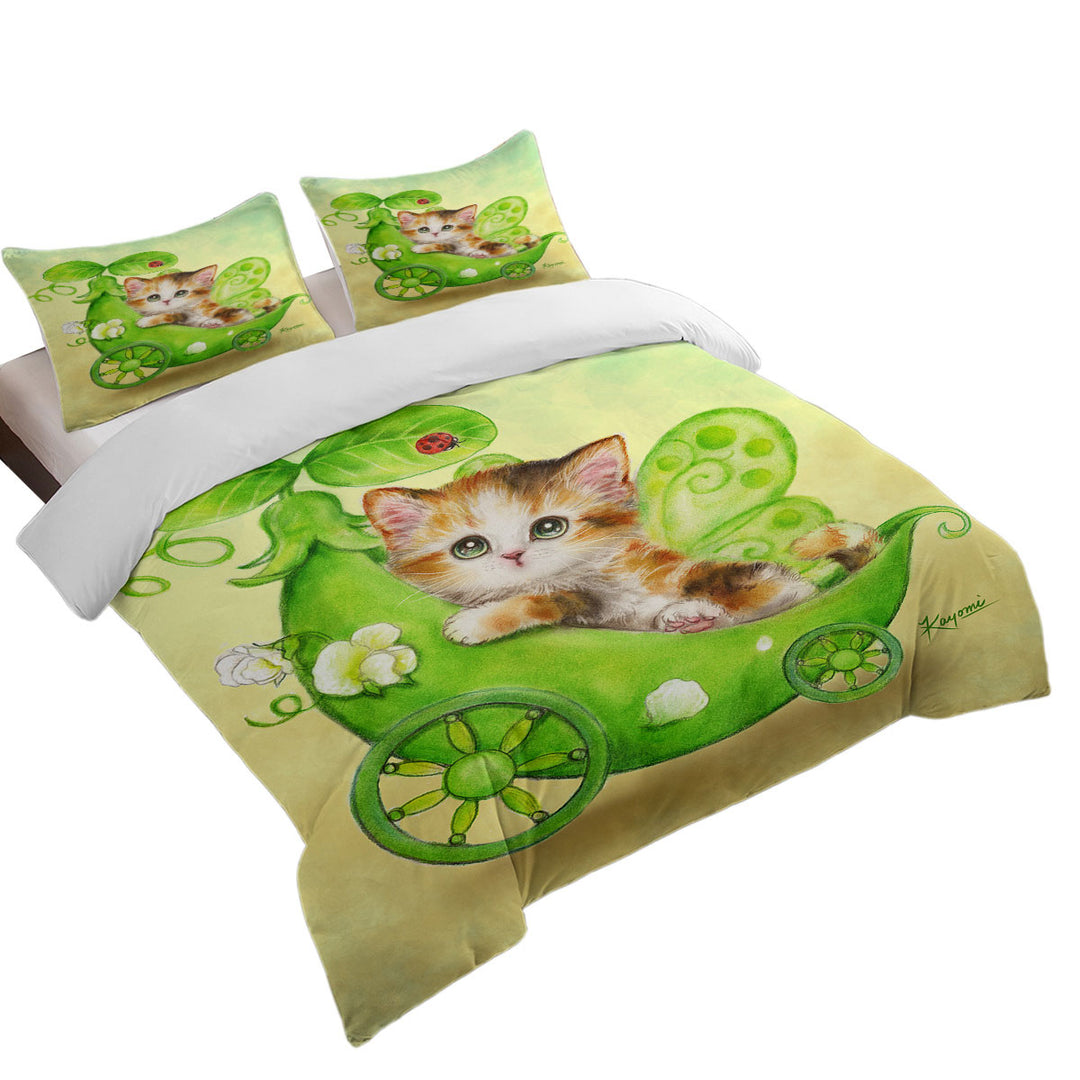 Donna Covers with Fun Cats Cute Green Peapod Fairy Kitten